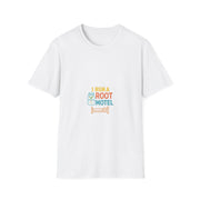 "I Run A Root Motel" Retro Travel Lodge Tee - Funny Plant Parent Gardening White T-Shirt - Trending Now - September 2026