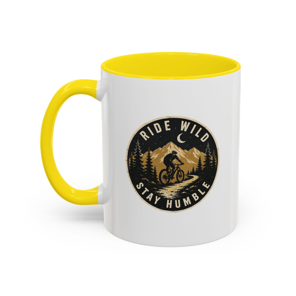 Milo Bailey Dog Dad Mom Ride Wild Stay Humble Accent Coffee Mug — Mountain Biking Adventure Travel Gift