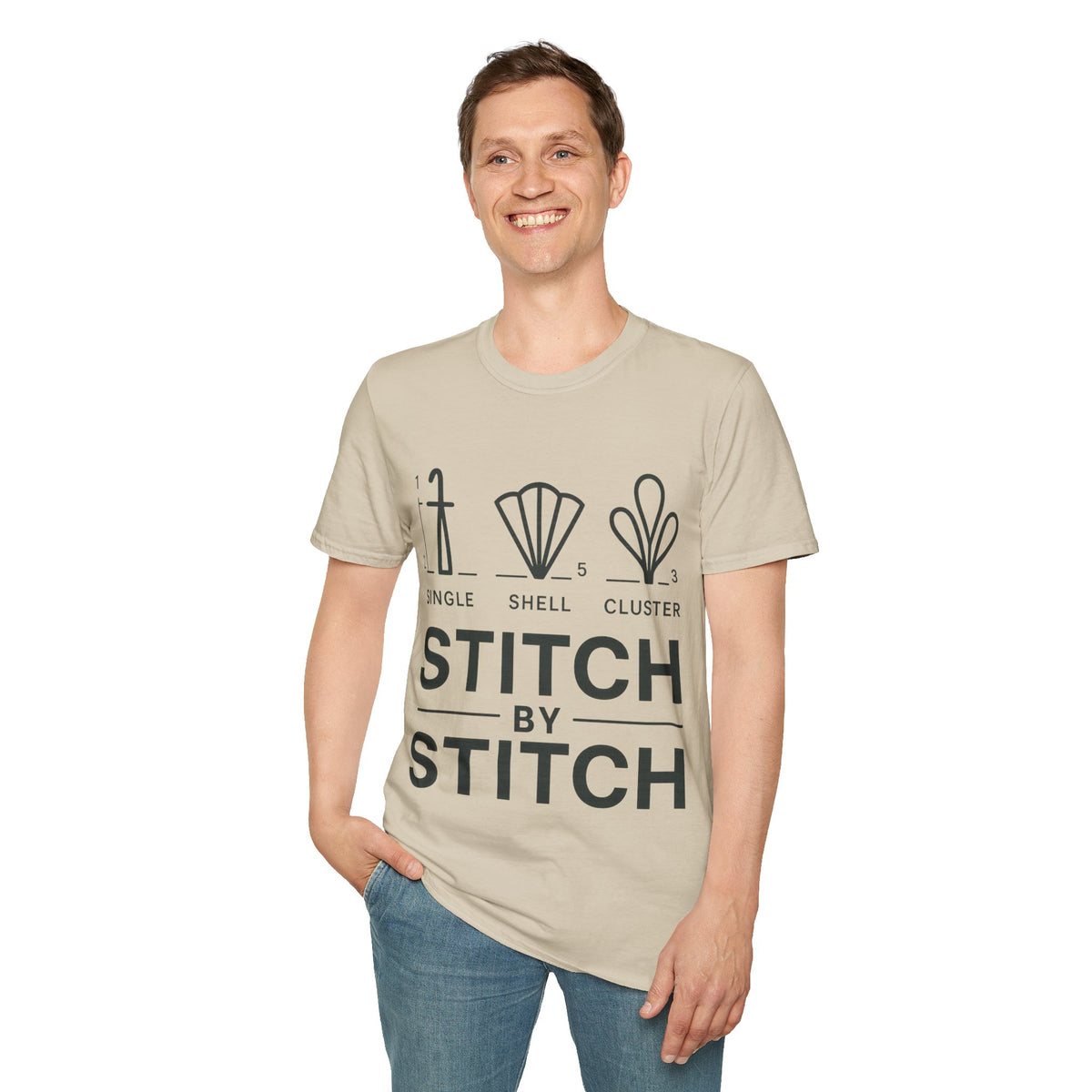 "Stitch By Stitch" Minimalist Crafting Tee | Sewing Knitting Embroidery T-Shirt - Trending Now - September 2026