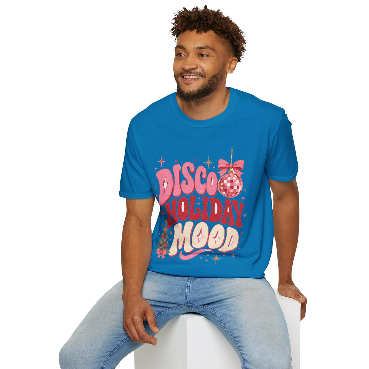 Disco Holiday T-Shirt — Retro Pink Disco Ball Christmas Tee