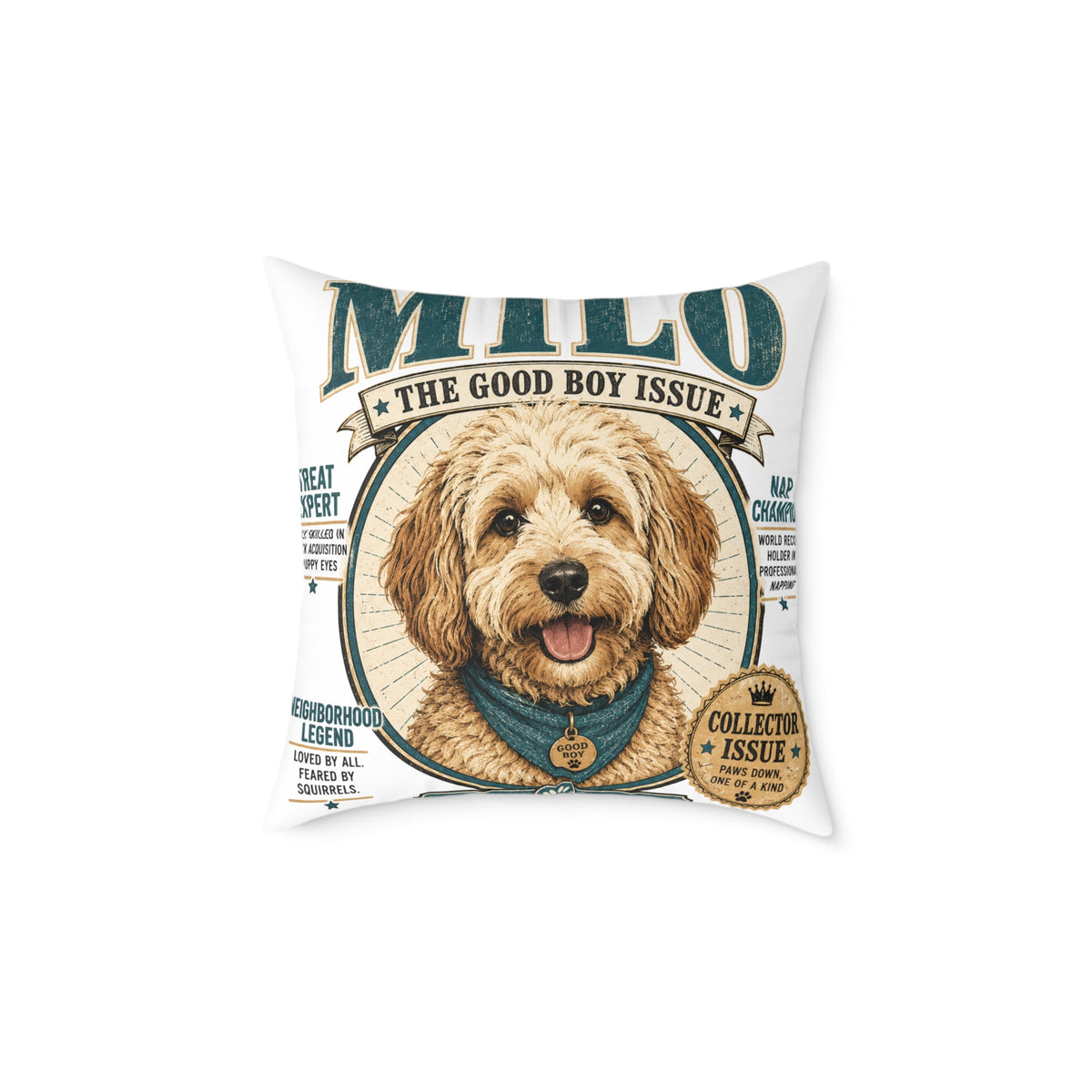 Milo "The Good Boy Issue" Decorative Pillow  Milo Bailey Dog Dad Mom