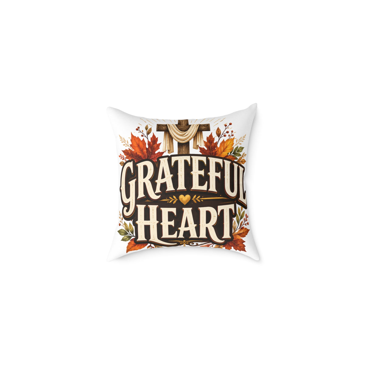 Thanksgiving Grateful Heart Fall Throw Pillow — Autumn Decorative Accent for Thanksgiving