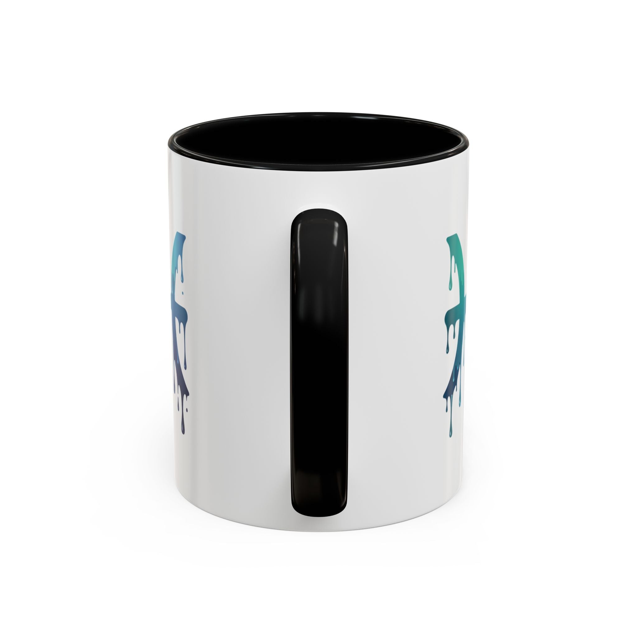 Pisces Zodiac Accent Coffee Mug — Dripping Teal Blue Astrology Gift