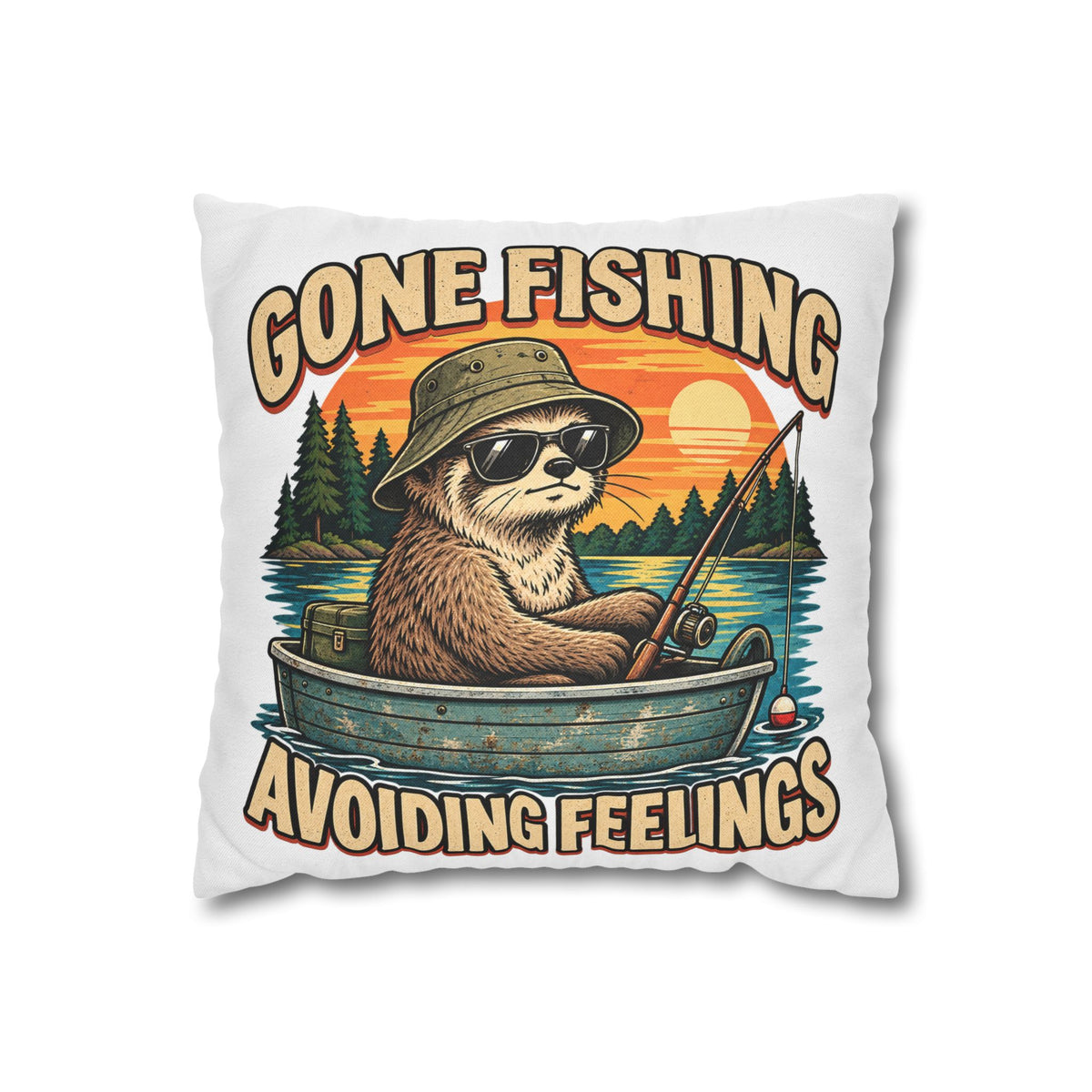 Funny Gone Fishing Avoiding Feelings Decorative Pillowcase