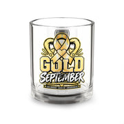 Gold September 10oz Glass Mug — Childhood Cancer Awareness Ribbon Design