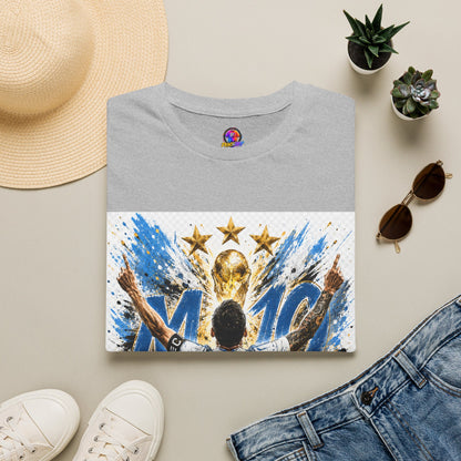 Argentna  Soccer M10 Champion T-Shirt — Gold Trophy & Stars Football Fan Tee