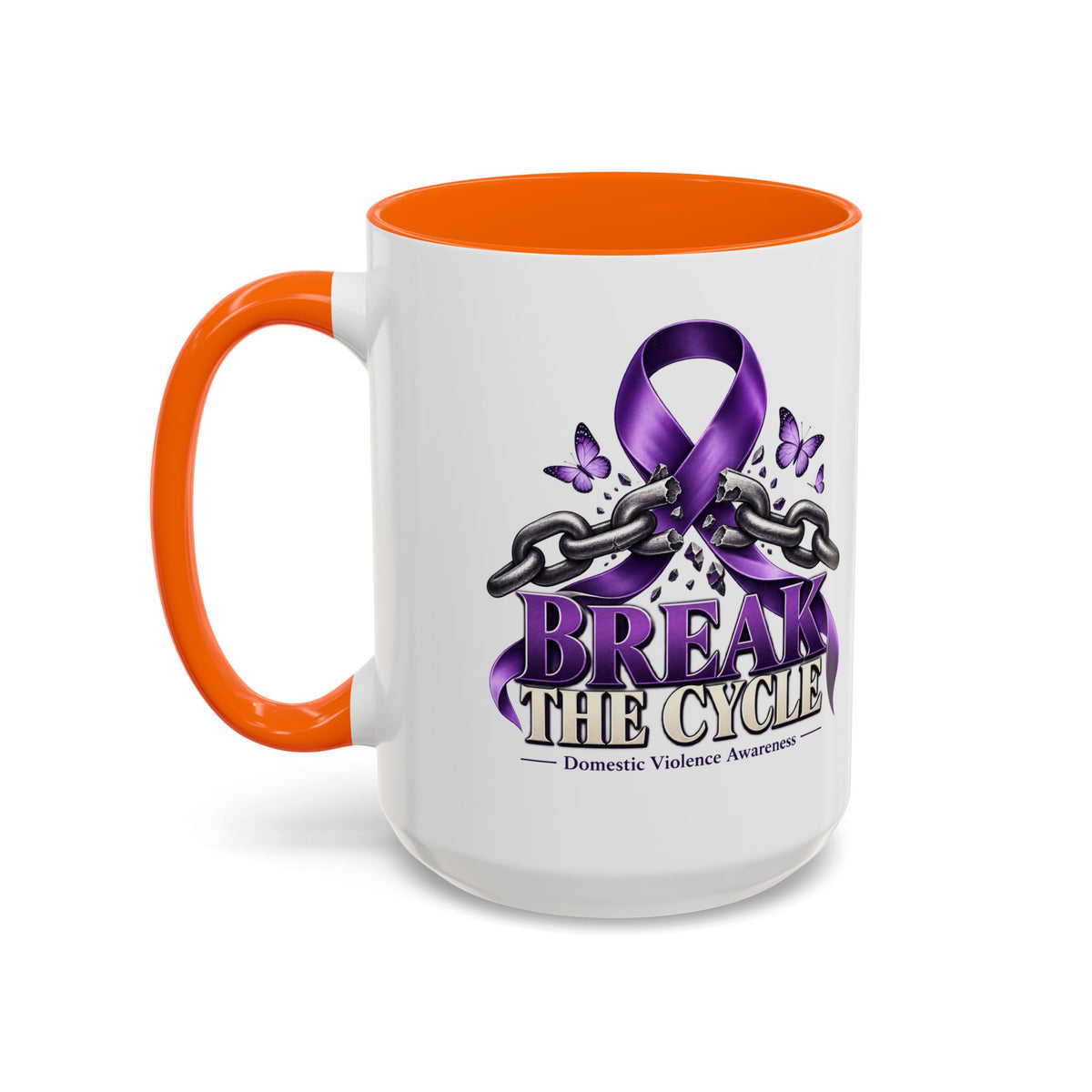 Break the Cycle Coffee Mug – Domestic Violence Awareness Purple Ribbon (11/15oz)