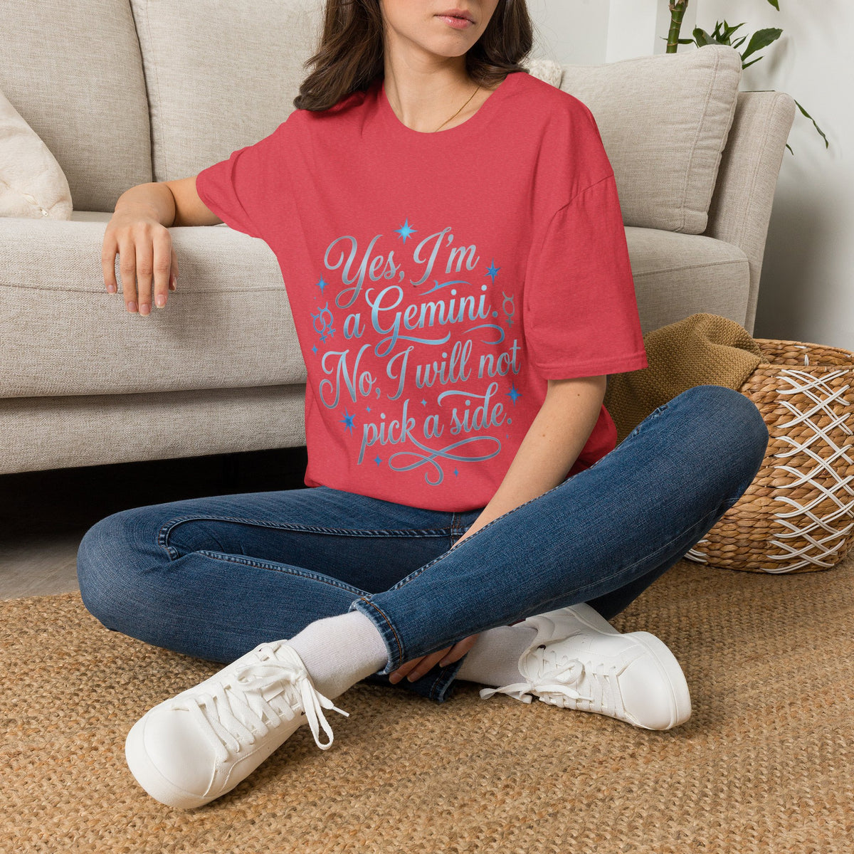 Yes, I'm a Gemini T-Shirt — Funny Zodiac Astrology Tee (“No, I will not pick a side”)