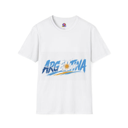 Argentina Graphic T-Shirt — Argentina Typography Tee with Sun & Flag Colors