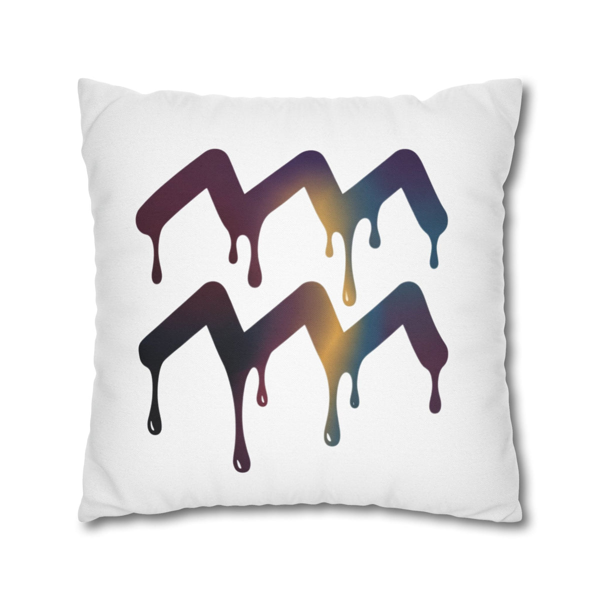 Dripping Aquarius Symbol Pillowcase — Zodiac Decorative Throw Pillow Cover
