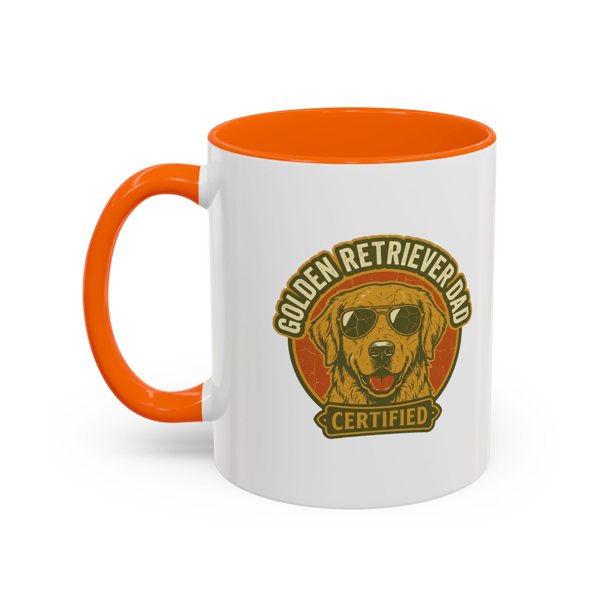 Funny Golden Retriever Dad Coffee Mug — "Certified" Dog Dad Accent Mug
