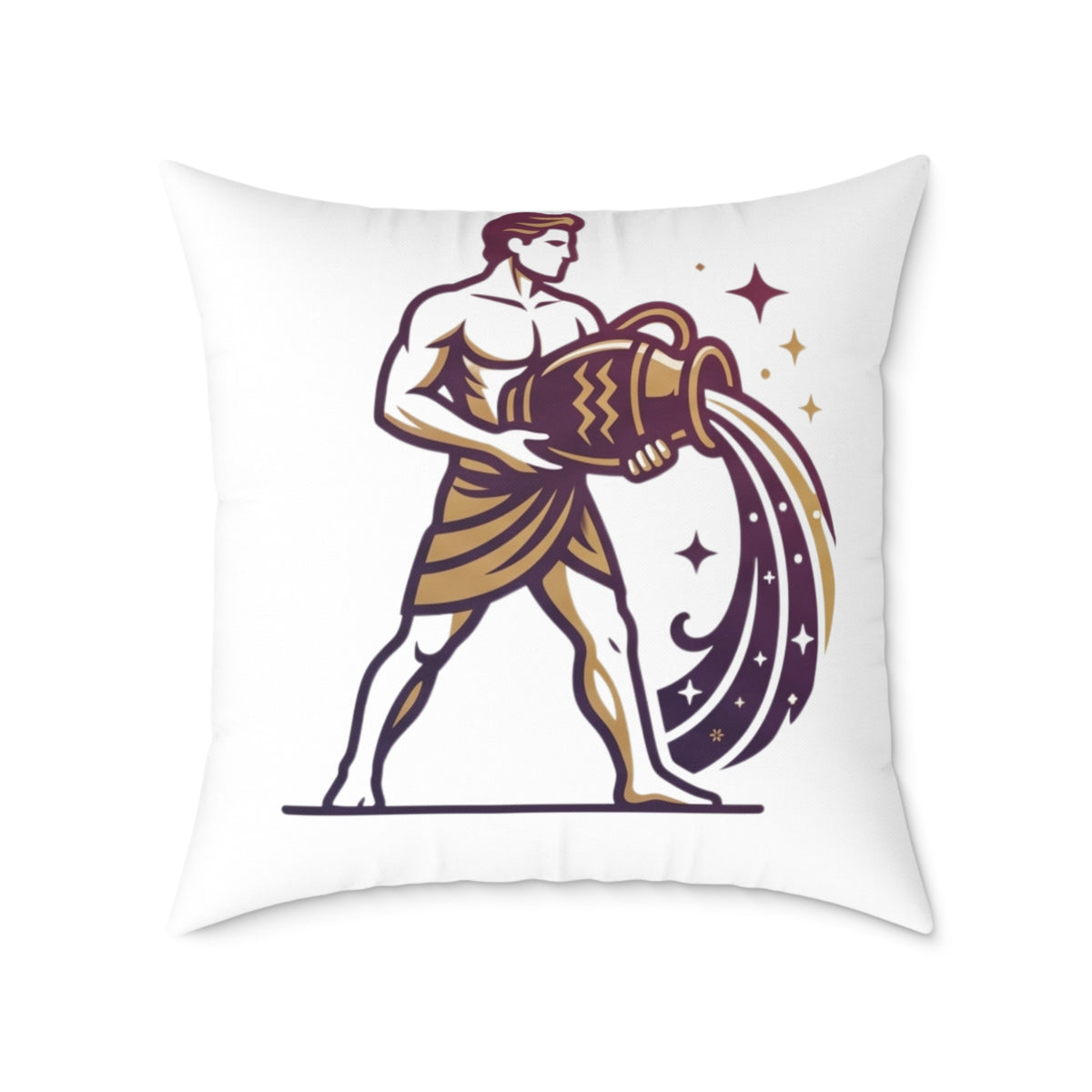 Aquarius Zodiac Pillow — Water Bearer Horoscope Accent Cushion