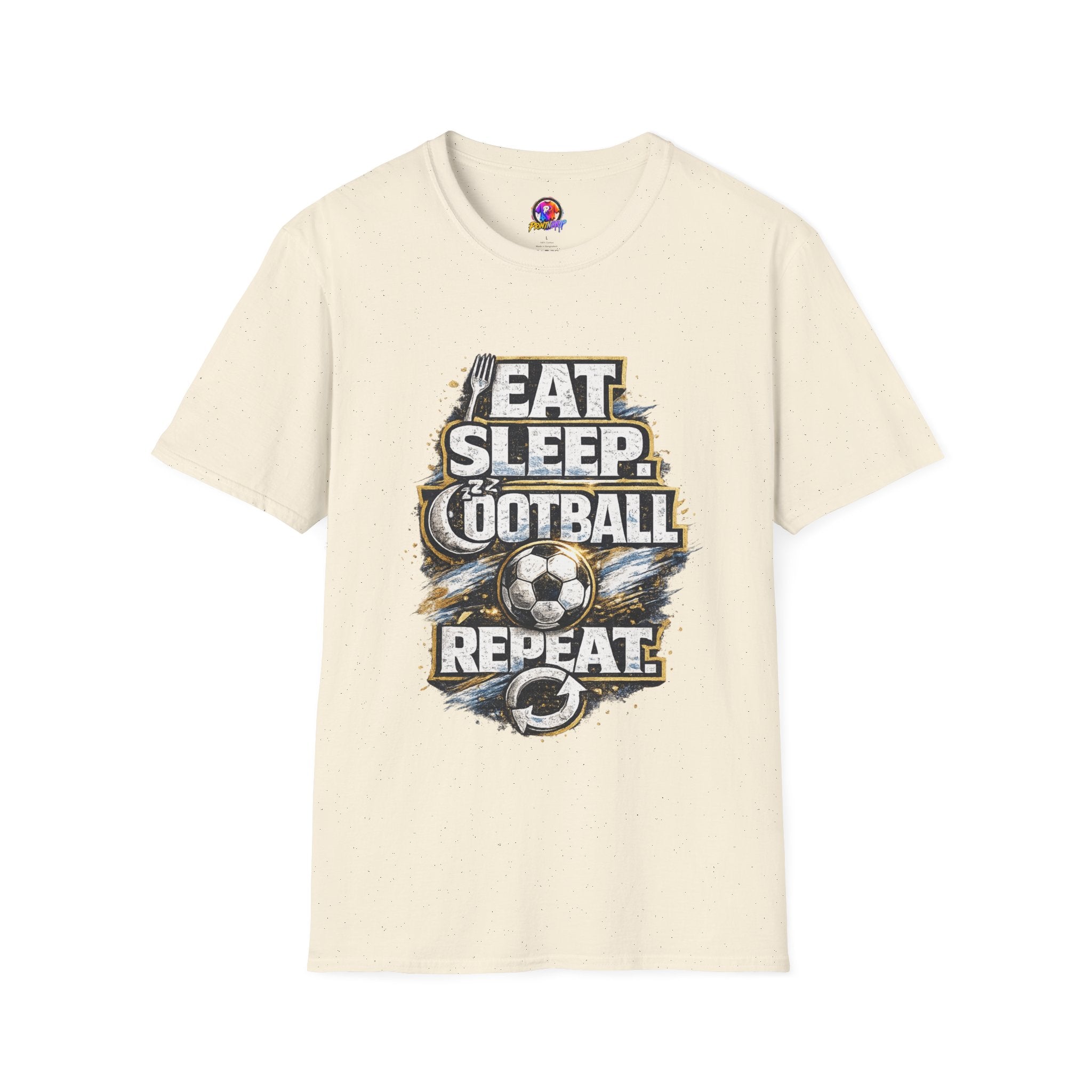 Football 'Eat Sleep Football Repeat' T-Shirt — Vintage Soccer Fan Tee