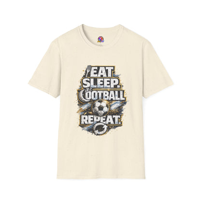 Football 'Eat Sleep Football Repeat' T-Shirt — Vintage Soccer Fan Tee
