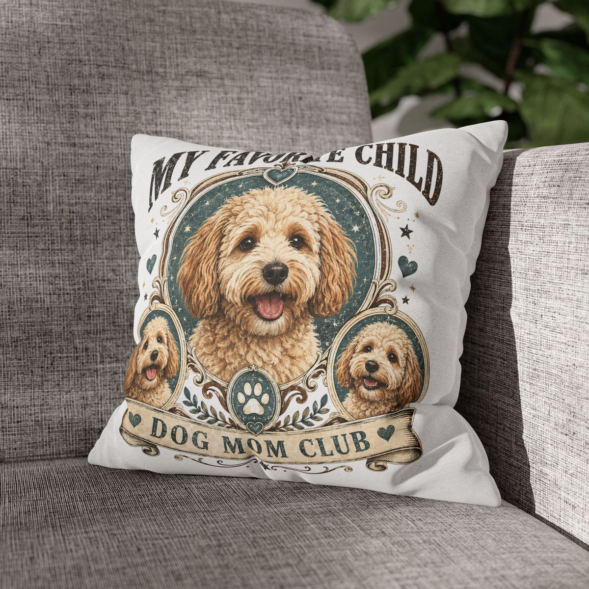 My Favorite Child Dog Mom Club Pillowcase Milo Bailey Dog Dad Mom – Cute Goldendoodle Decorative Pillow Cover