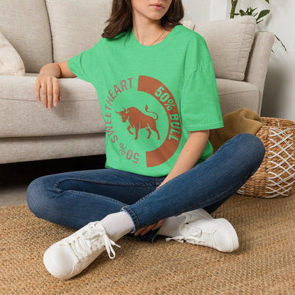 Bull Percentage Graphic T-Shirt — "50% Bull, 50% Sweetheart" Casual Tee
