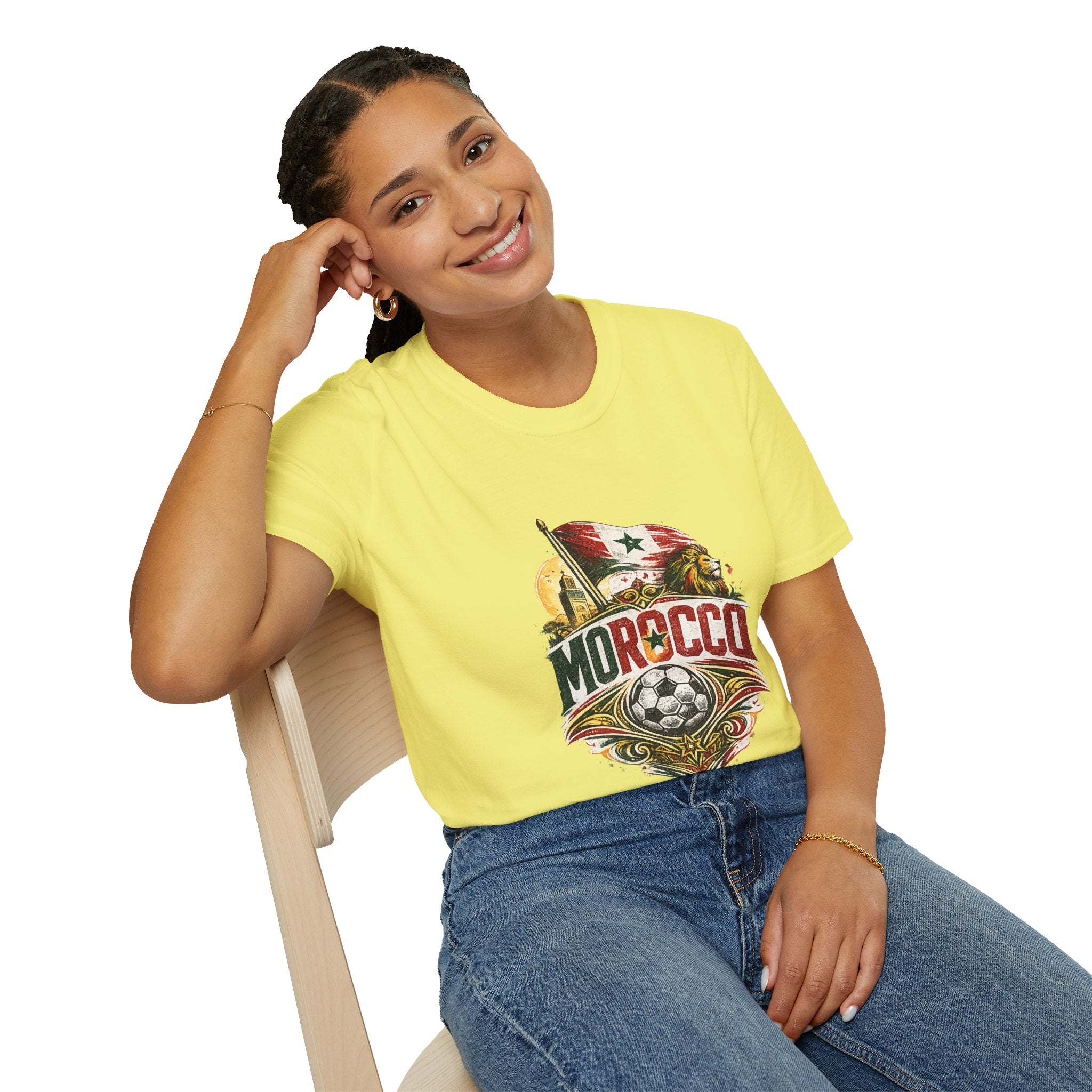 Morocco Soccer T-Shirt — Vintage Flag & Lion Football Tee