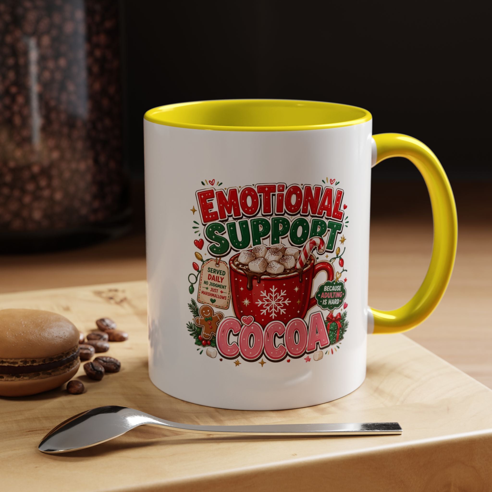 Modern Day Christmas  Emotional Support Cocoa Mug — Festive Hot Chocolate Christmas Coffee Cup (11/15oz)