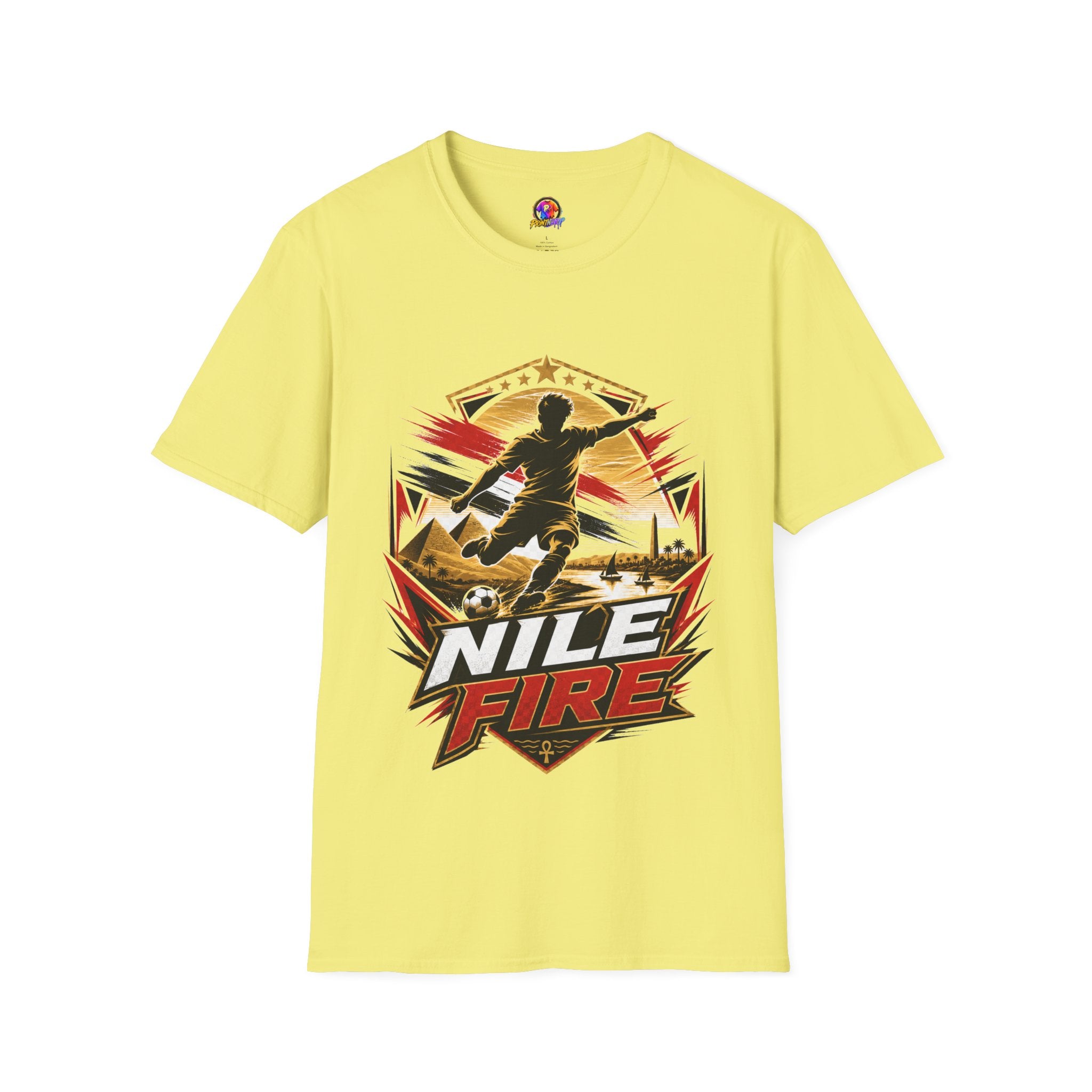 Egypt Soccer Player Nile Fire Graphic T-Shirt — Retro Athletic Team Tee