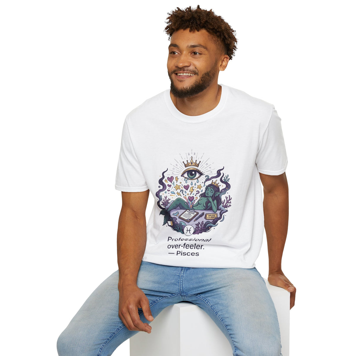 Pisces Zodiac Pisces Spiritual T-Shirt — “Professional Over-Feeler” Zodiac Mystic Tee
