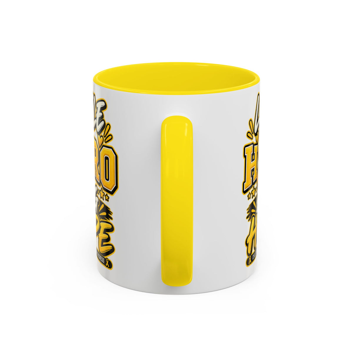 Little Hero Big Hope Coffee Mug — Childhood Cancer Awareness Accent Mug (11/15 oz)