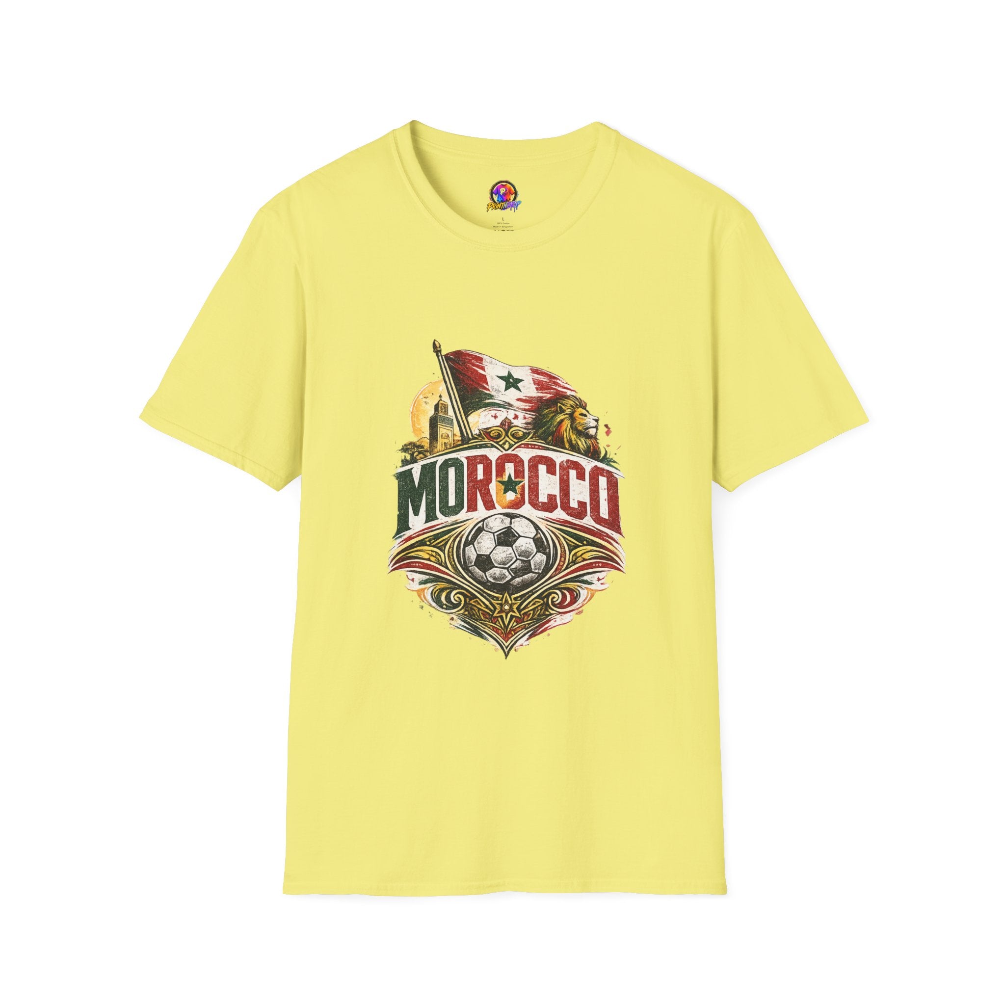 Morocco Soccer T-Shirt — Vintage Flag & Lion Football Tee