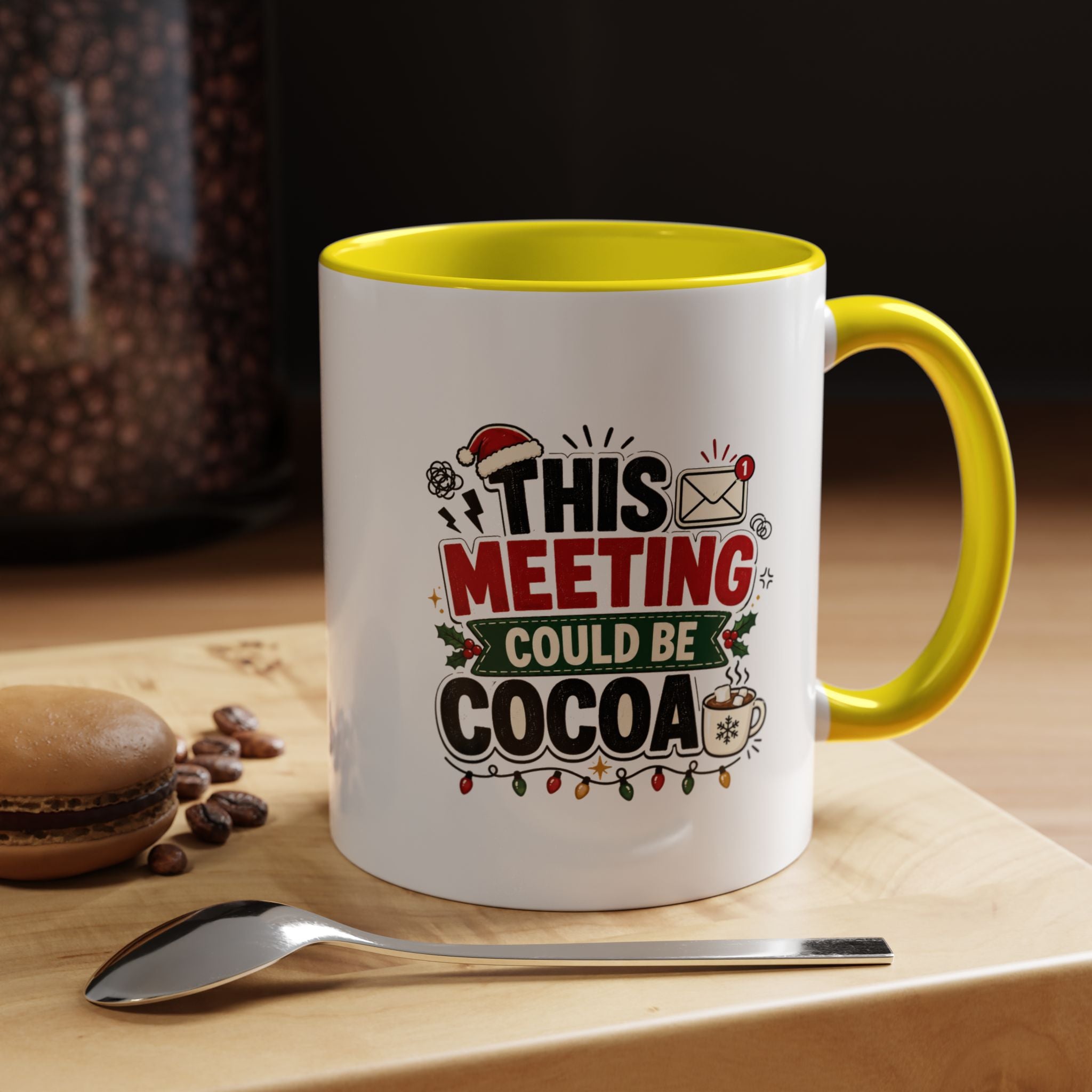 Modern Day Christmas This Meeting Could Be Cocoa Accent Coffee Mug — Holiday Office Christmas Coffee Cup