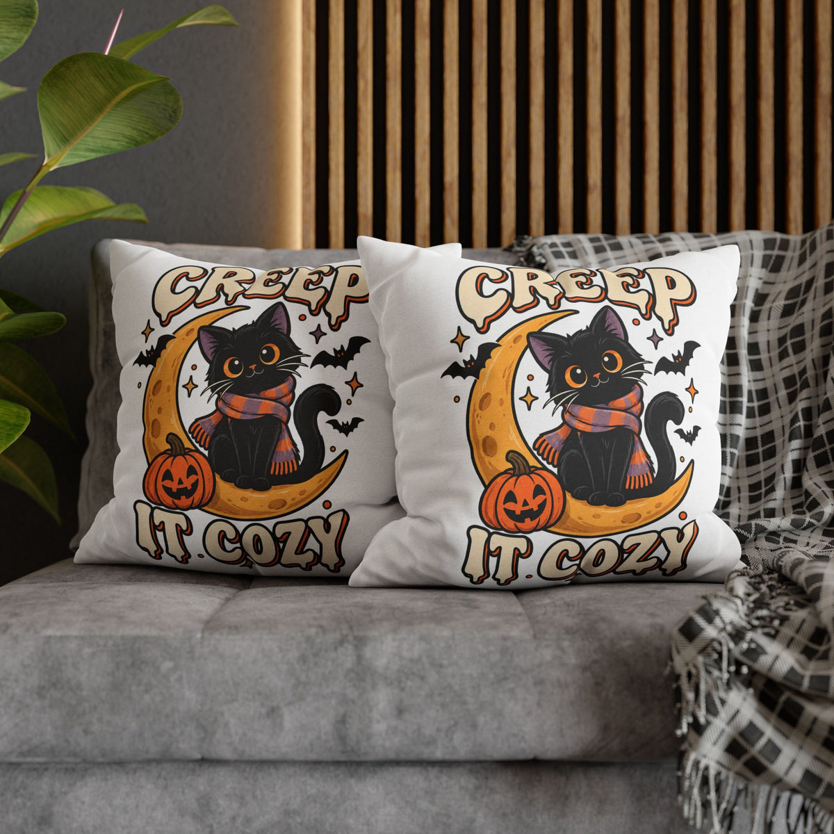 Creep It Cozy Halloween Cat Pillowcase