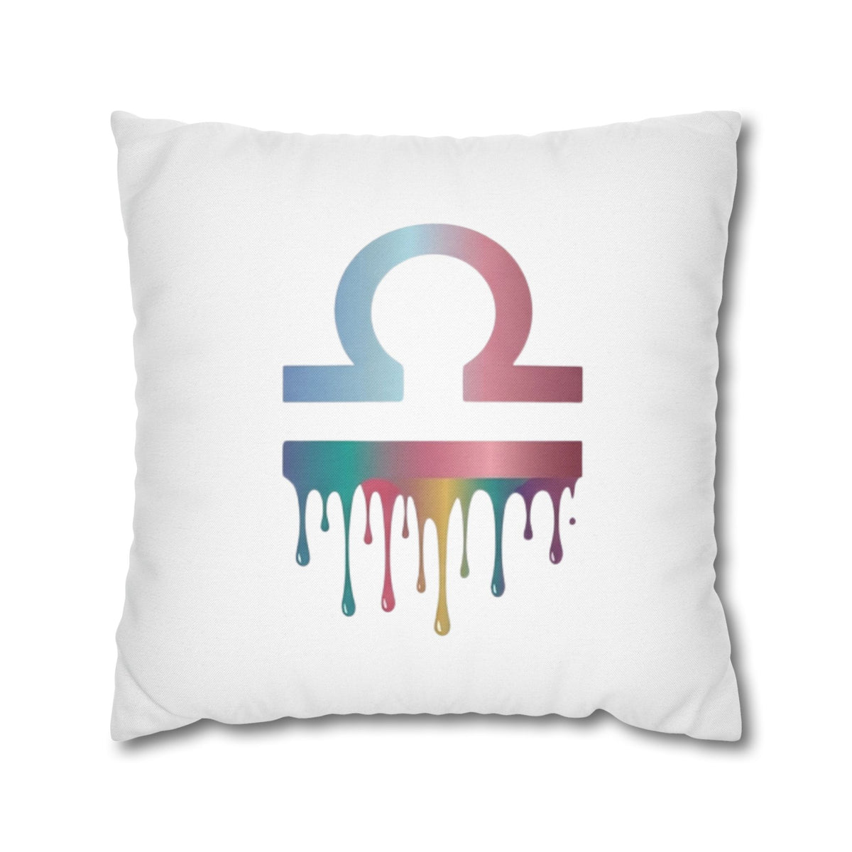 Libra Zodiac Drip Pillowcase — Colorful Astrology Square Throw Pillow