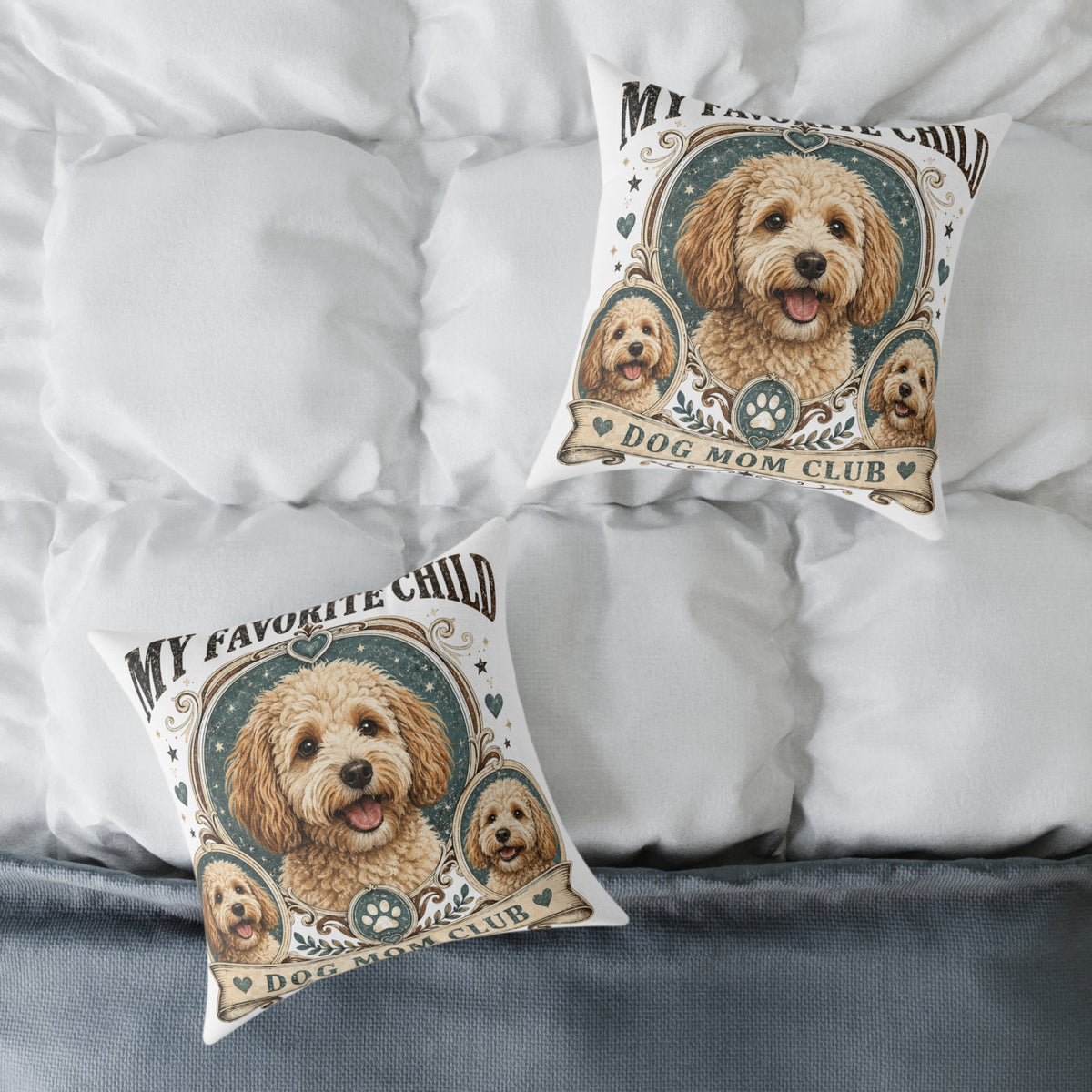 Doodle Dog Mom Pillow   Milo Bailey Dog Dad Mom— "My Favorite Child" Decorative Canvas Throw