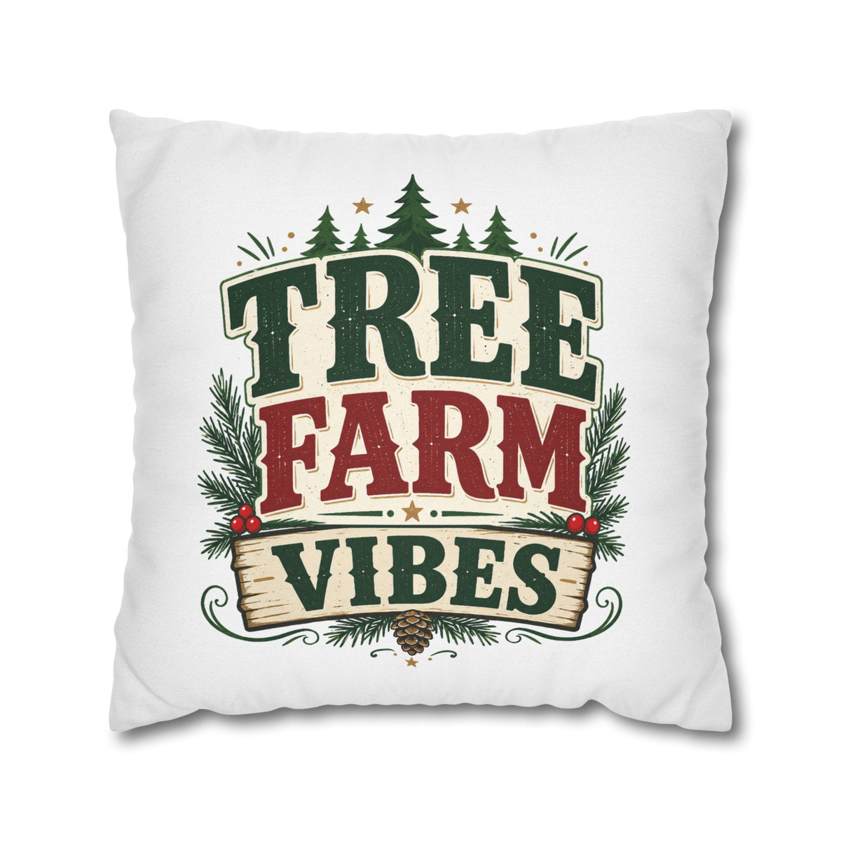 Christmas Pillowcase Tree Farm Vibes Holiday Pillow