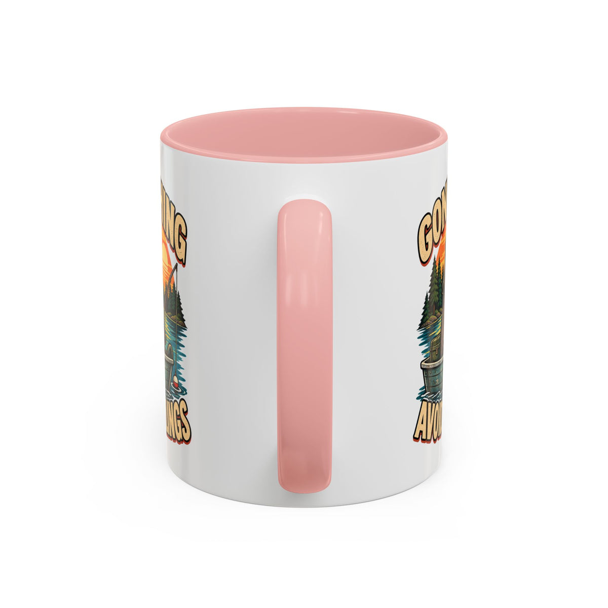 Funny And Witty "Gone Fishing Avoiding Feelings" Accent Coffee Mug (11, 15oz)