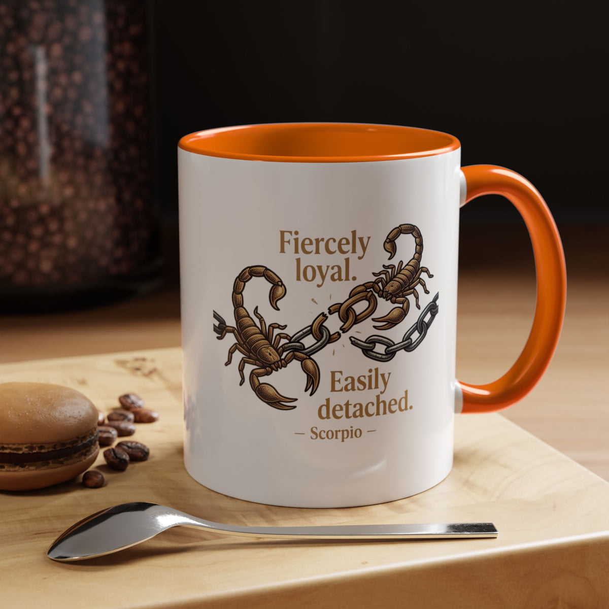 Scorpio Mug — "Fiercely Loyal. Easily Detached." Zodiac Coffee Cup