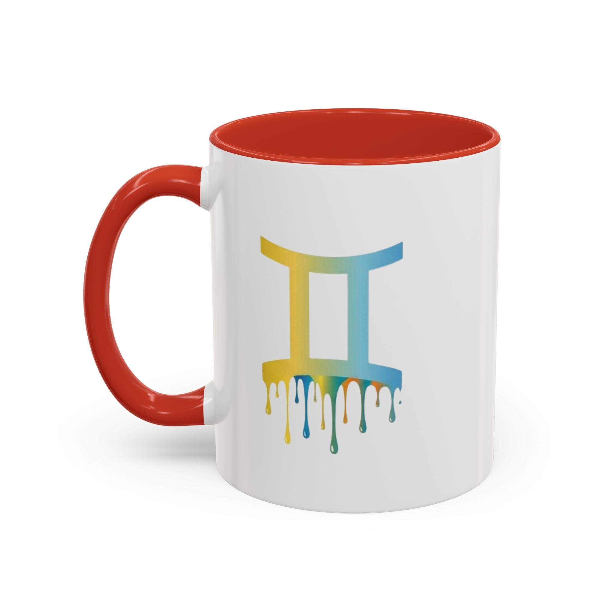 Gemini Zodiac Coffee Mug - Dripping Rainbow Gemini Symbol Accent Mug