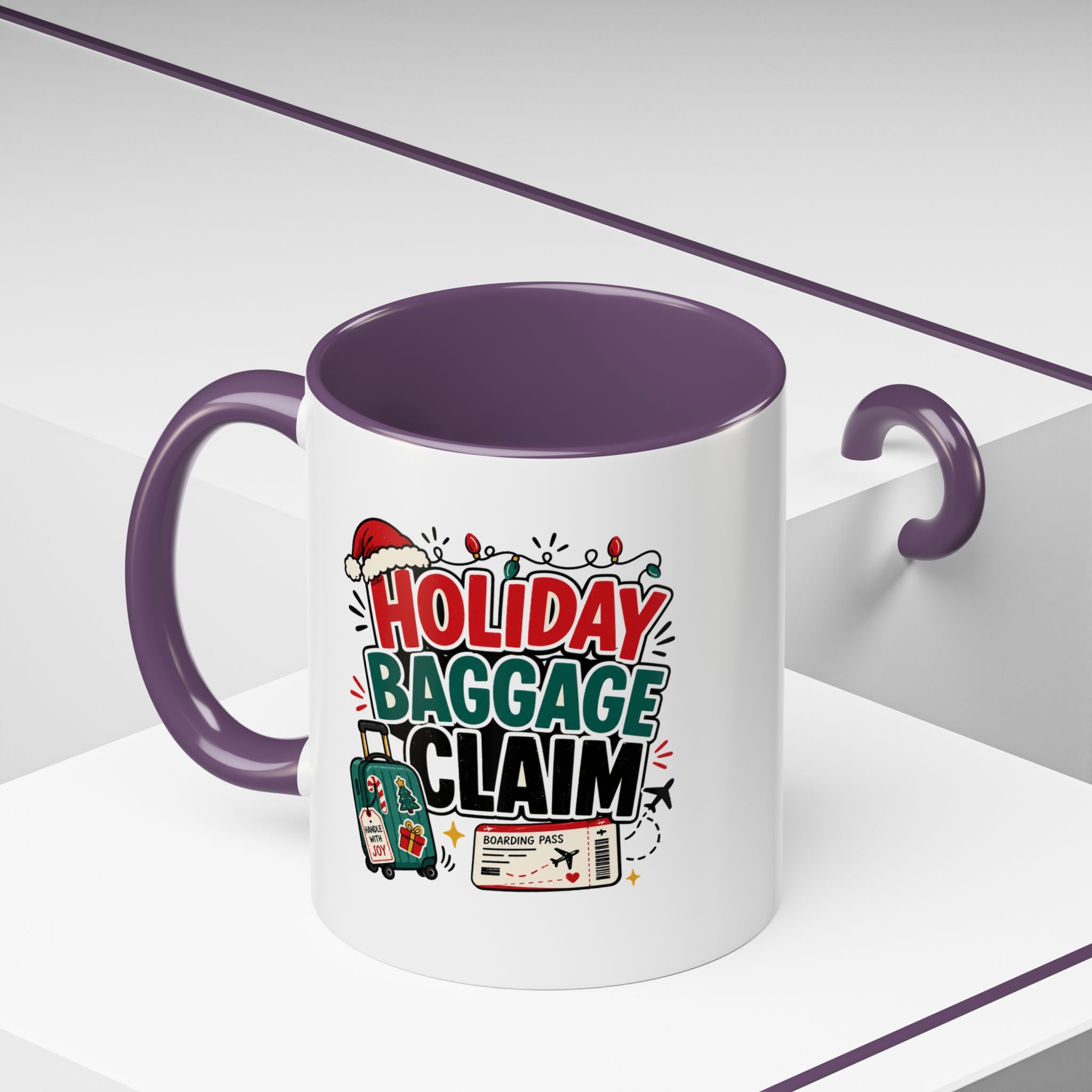 Modern Day Christmas Holiday Baggage Claim Coffee Mug — Funny Christmas Travel Gift (11/15oz)