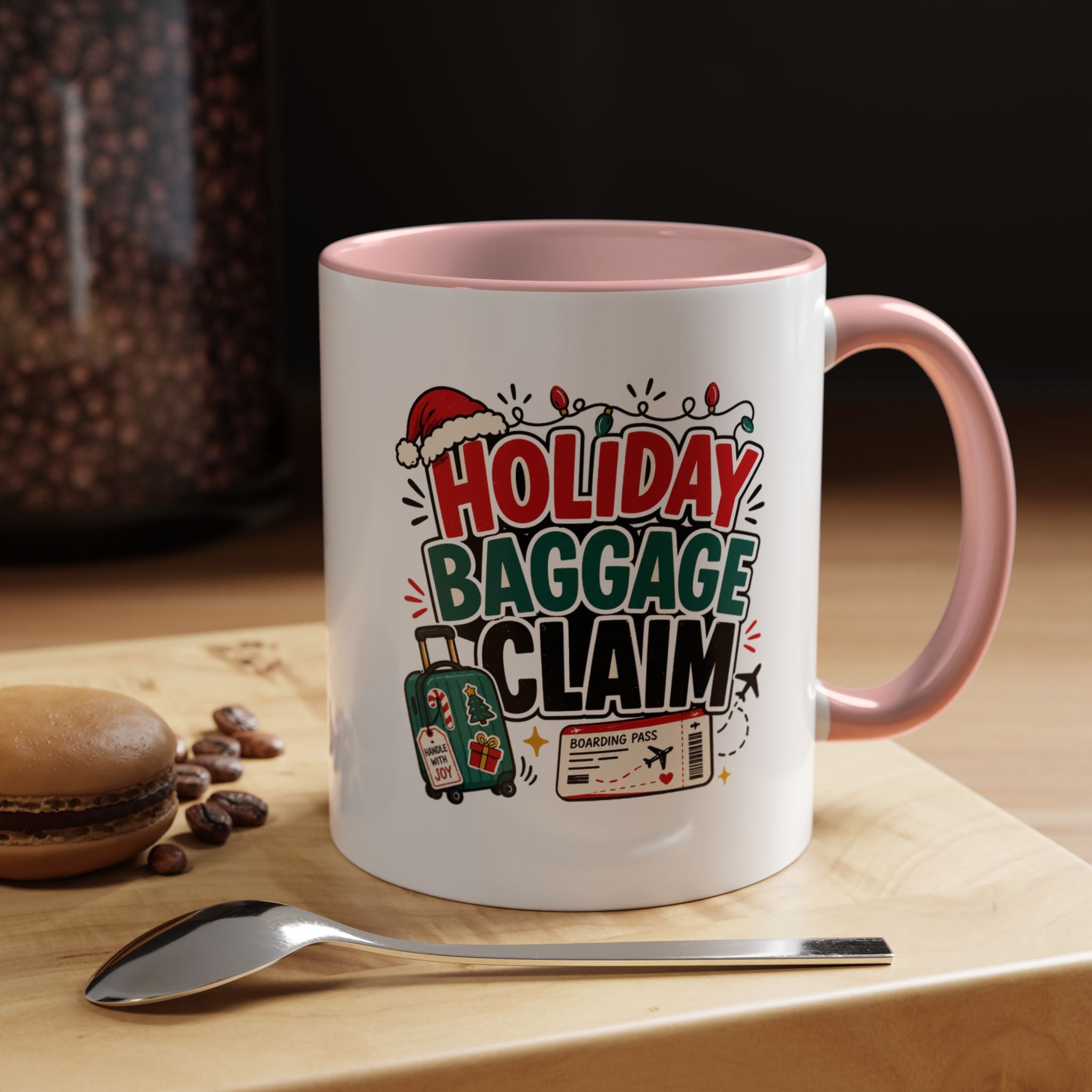 Modern Day Christmas Holiday Baggage Claim Coffee Mug — Funny Christmas Travel Gift (11/15oz)