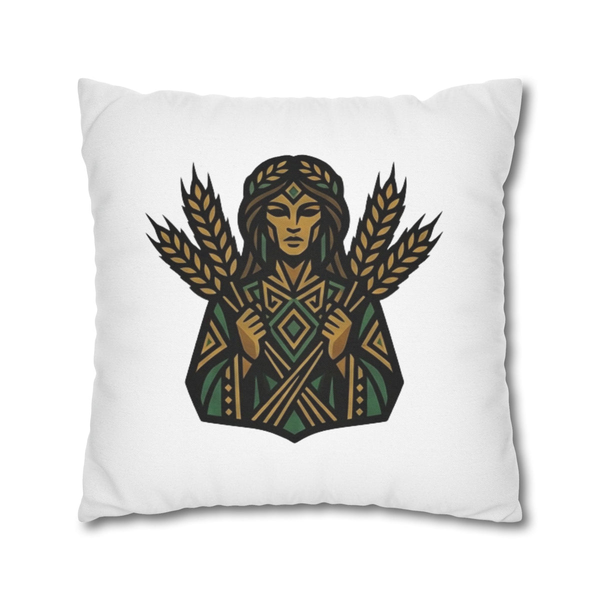 Virgo Harvest Goddess Pillowcase — Boho Wheat Decorative Throw Pillow