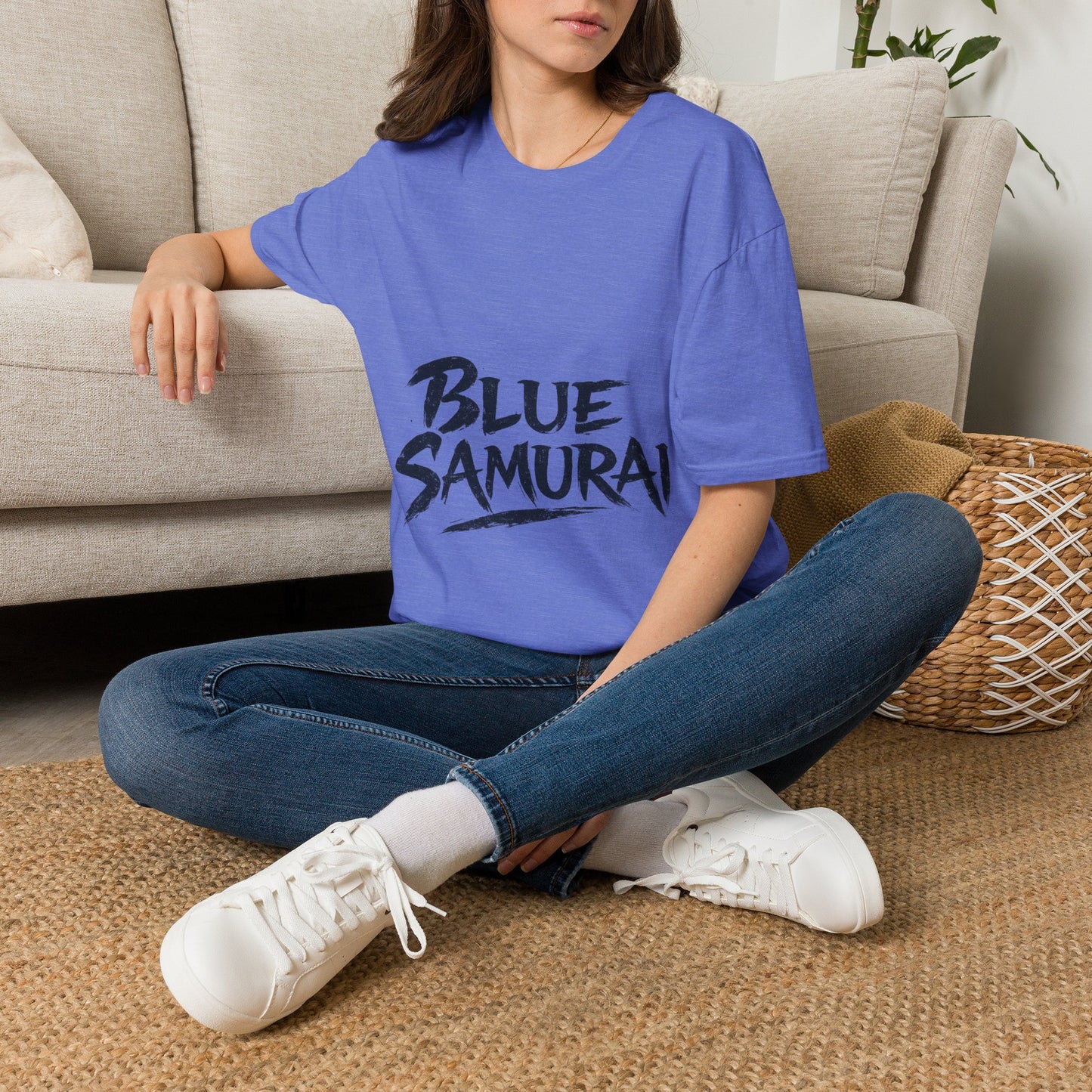 Japan Blue Samurai T-Shirt — Bold Brushstroke Graphic Tee