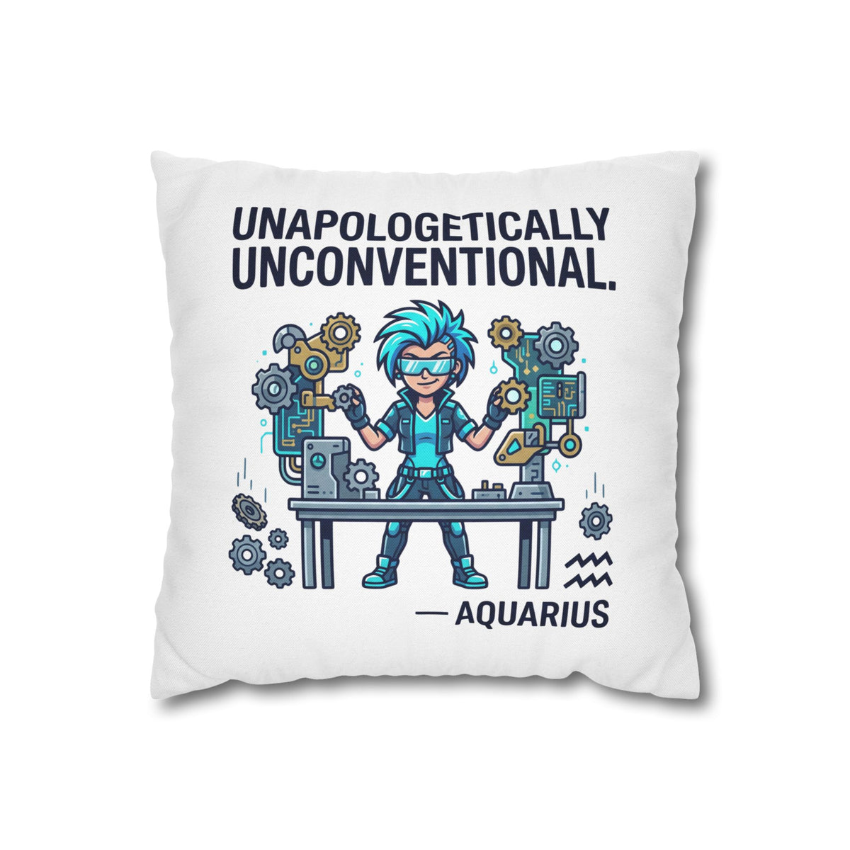 Aquarius Zodiac Spun Polyester Square Pillowcase