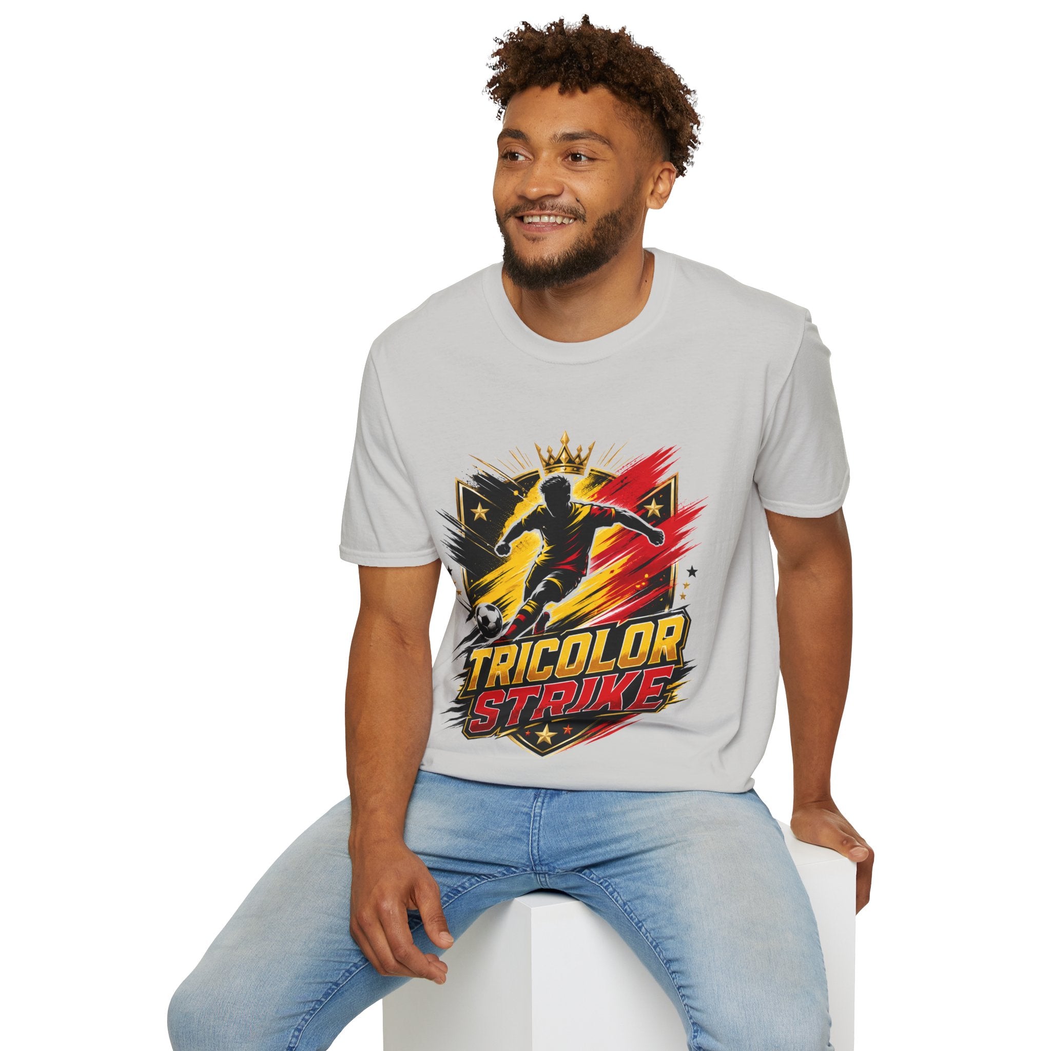 Belgium Soccer T-Shirt — 'Tricolor Strike' Graphic Jersey Tee