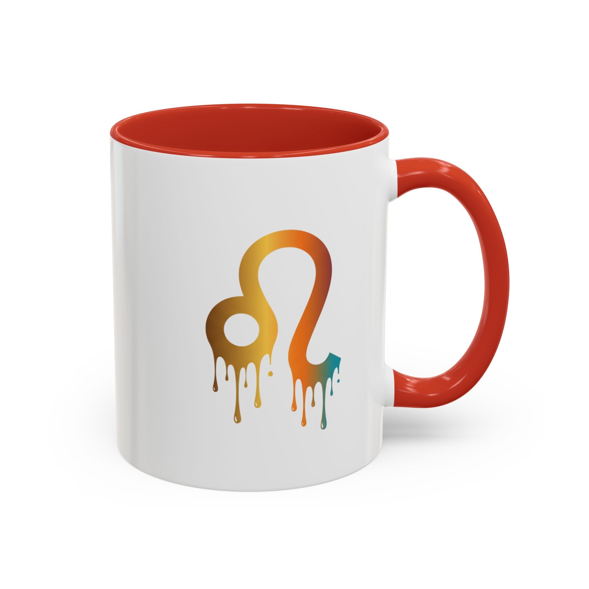 Leo Zodiac Coffee Mug — Dripping Rainbow Leo Symbol Accent Mug