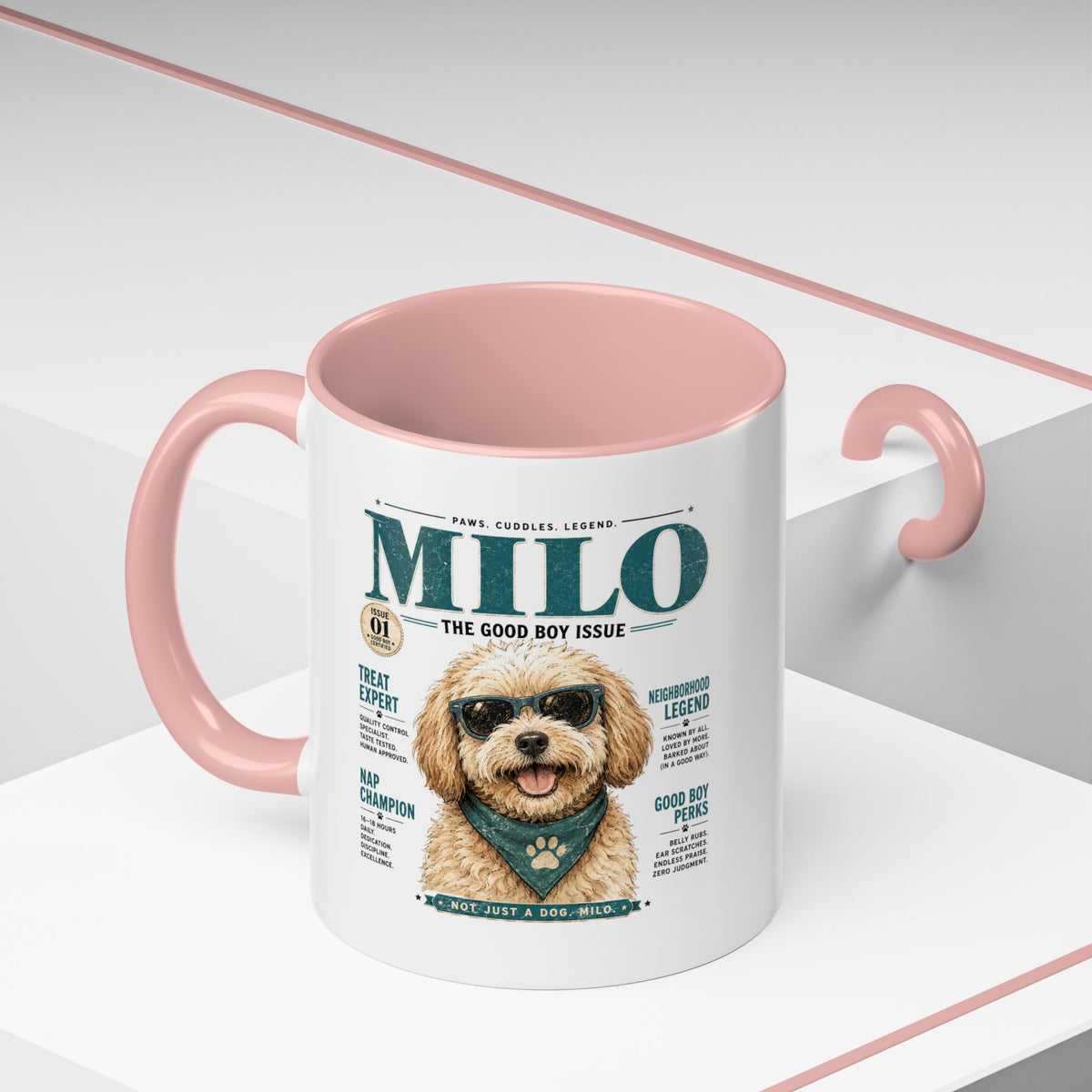 Milo Bailey Dog Dad Mom Milo Magazine-Style Accent Coffee Mug — Cute Dog Portrait