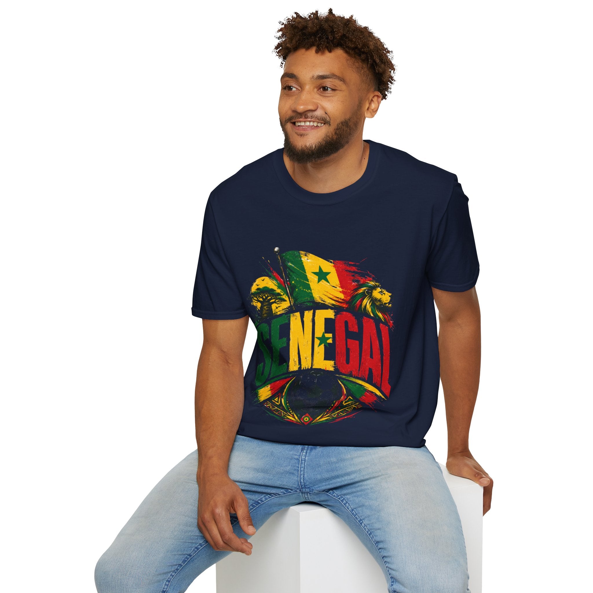 Senegal Flag Soccer T-Shirt — Lion & Football Pride Tee