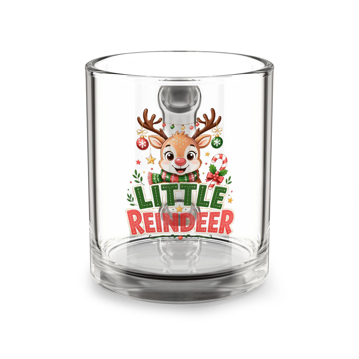 Christmas Glass Mug 10 oz Little Reindeer Glass Mug — 10oz Christmas Coffee Cup for Kids