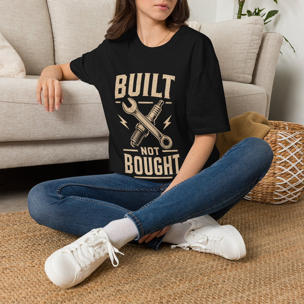 Built Not Bought T-Shirt — Vintage Mechanic DIY Garage Tee