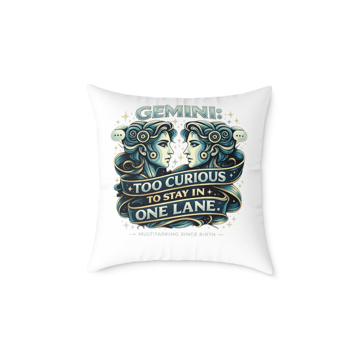 Gemini Zodiac Too Curious Square Poly Canvas Pillow