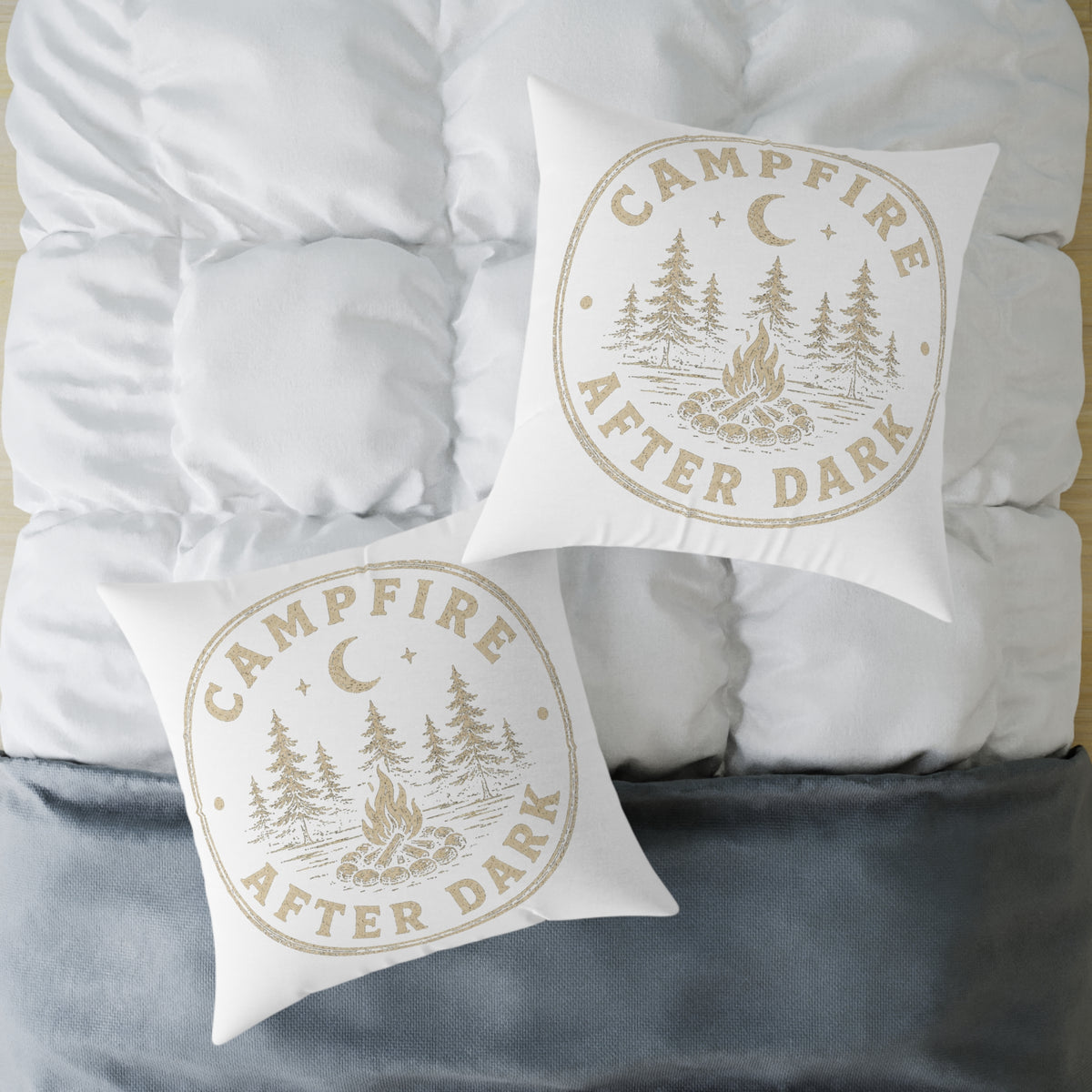 Campfire After Dark Throw Pillow Milo Bailey Dog Dad Mom — Outdoor Camping Decorative Pillow