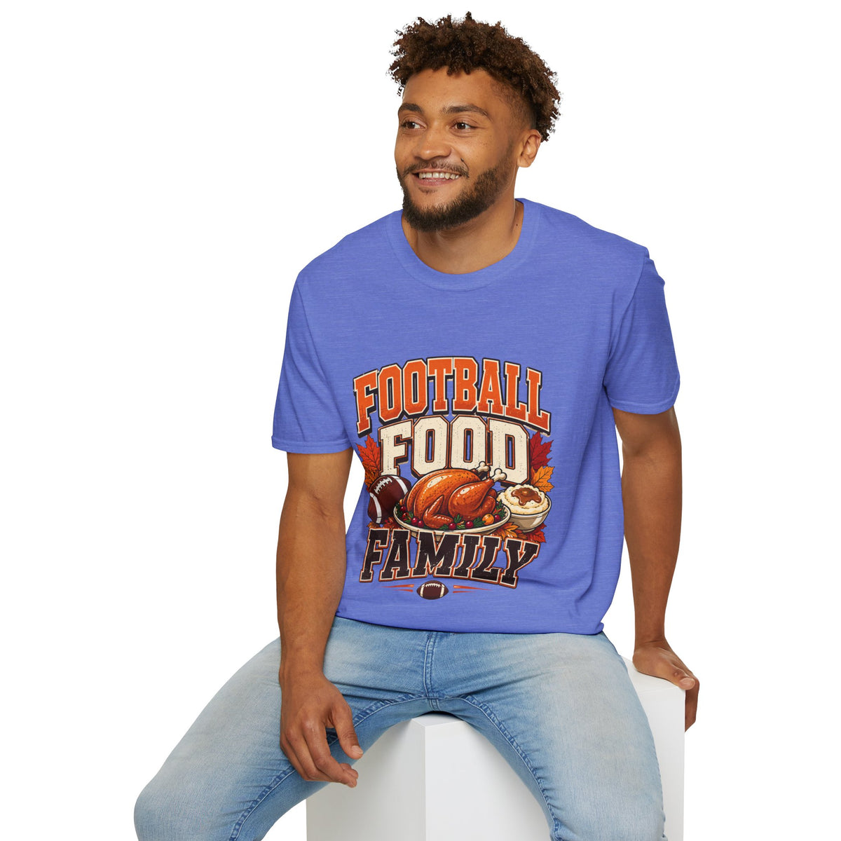 Thanksgiving T-Shirt Football Food Family T-Shirt — Thanksgiving Tailgate Tee for Fans