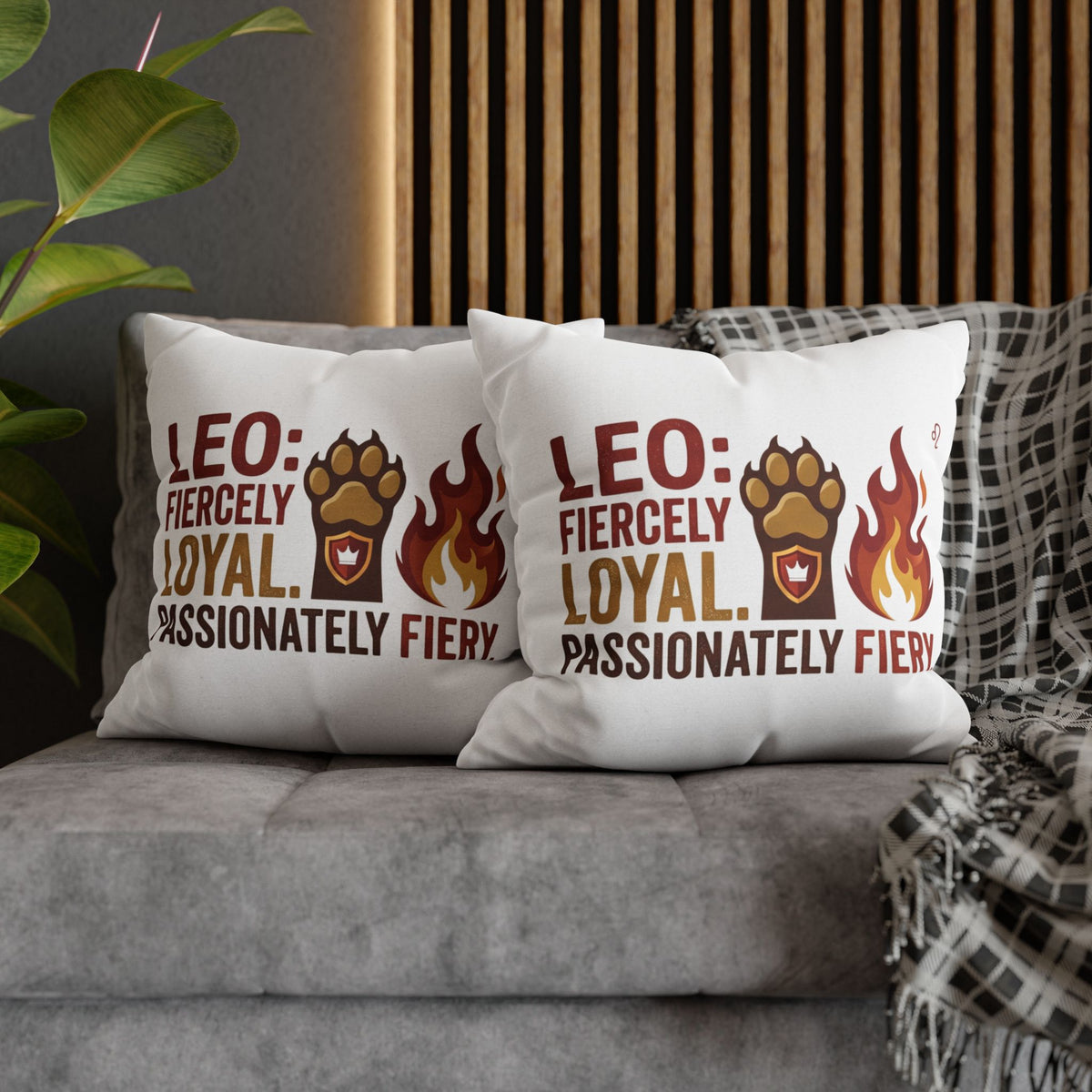 Leo Zodiac Fiercely Loyal Spun Polyester Square Pillowcase