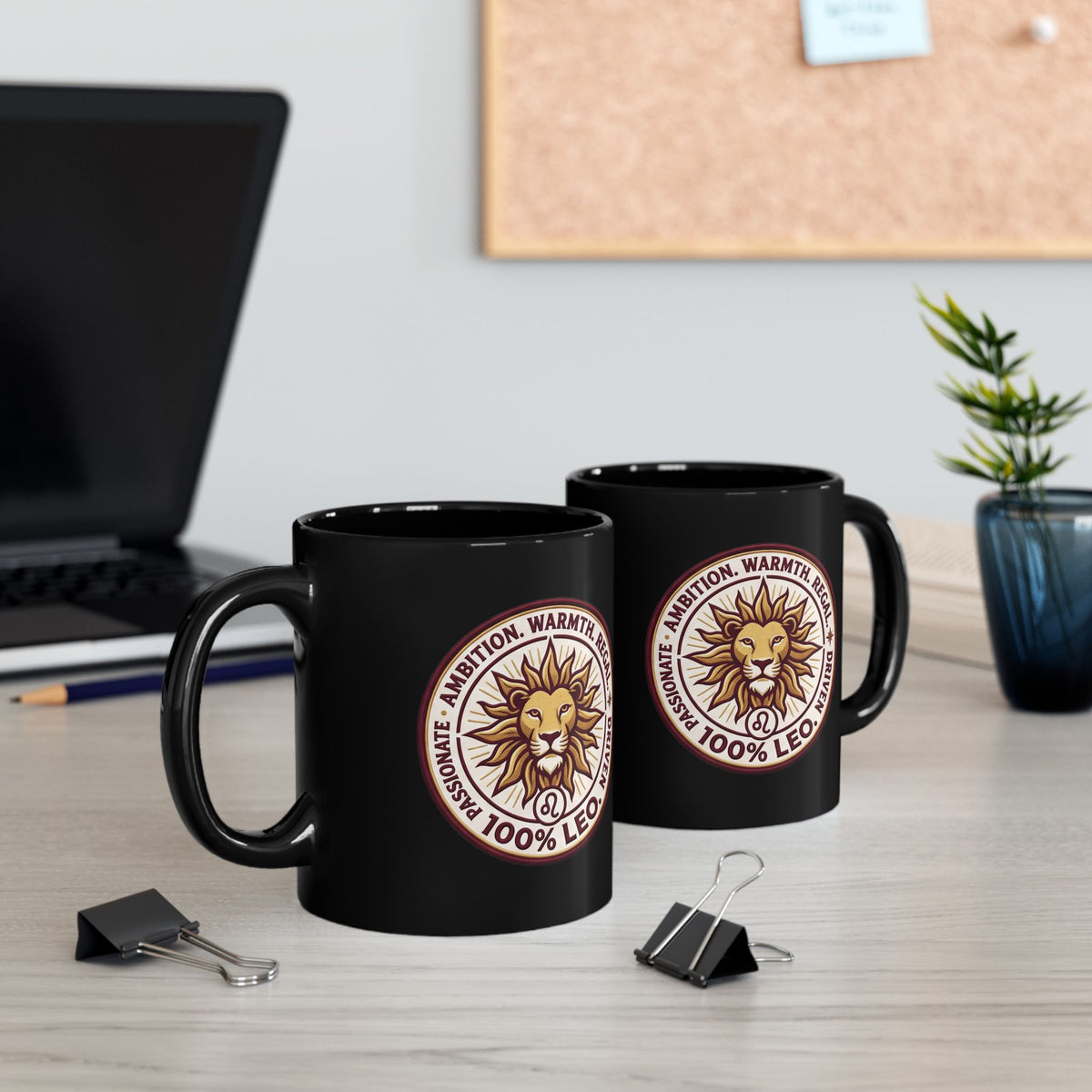Leo Zodiac Sun Black Mug — 100% Leo Astrology Coffee Cup